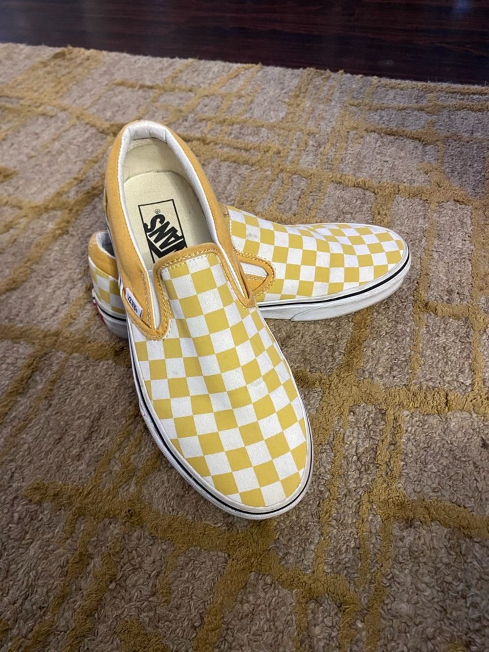 Vans Classic Checkerboard Slip-On - Yellow/White womans size 7.5 Mens size 6